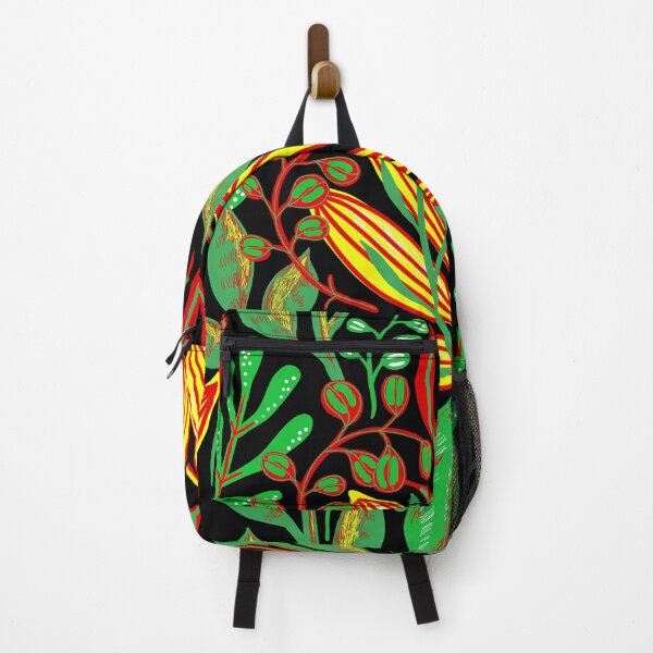 Item preview, Vibrant Rasta Botanical Floral Garden on Black background designed and sold by DaughterofYah.
