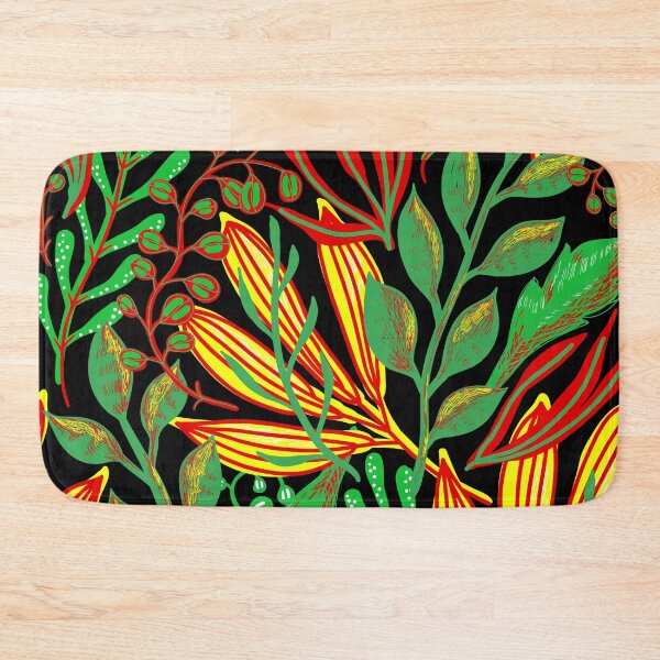 Item preview, Vibrant Rasta Botanical Floral Garden on Black background designed and sold by DaughterofYah.