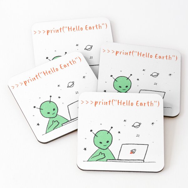 Item preview, Hello Earth Alien Programming in Python - Geeky Alien Coder White designed and sold by IrinchiDE.