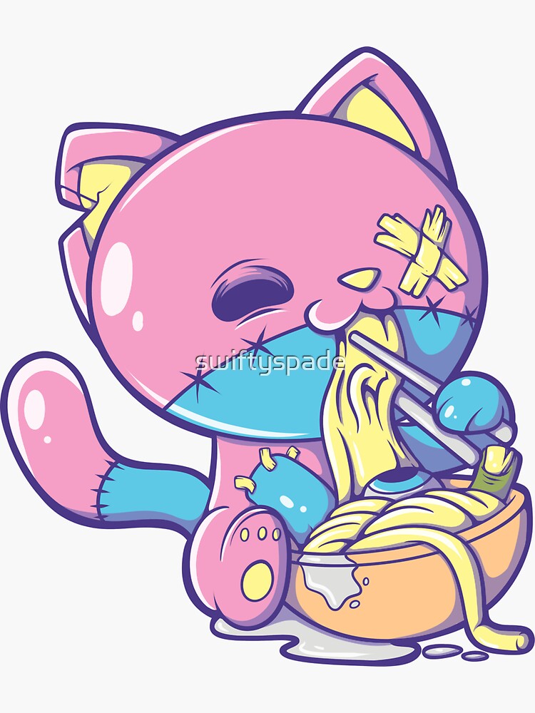 Kawaii Cat in Bottle Creepy Cute Aesthetic Sticker