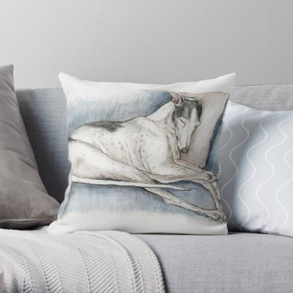 Sleeping Greyhound Throw Pillow