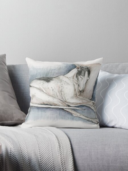 Sleeping Greyhound Throw Pillow