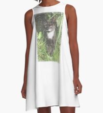 Faded Cat in the Woods A-Line Dress