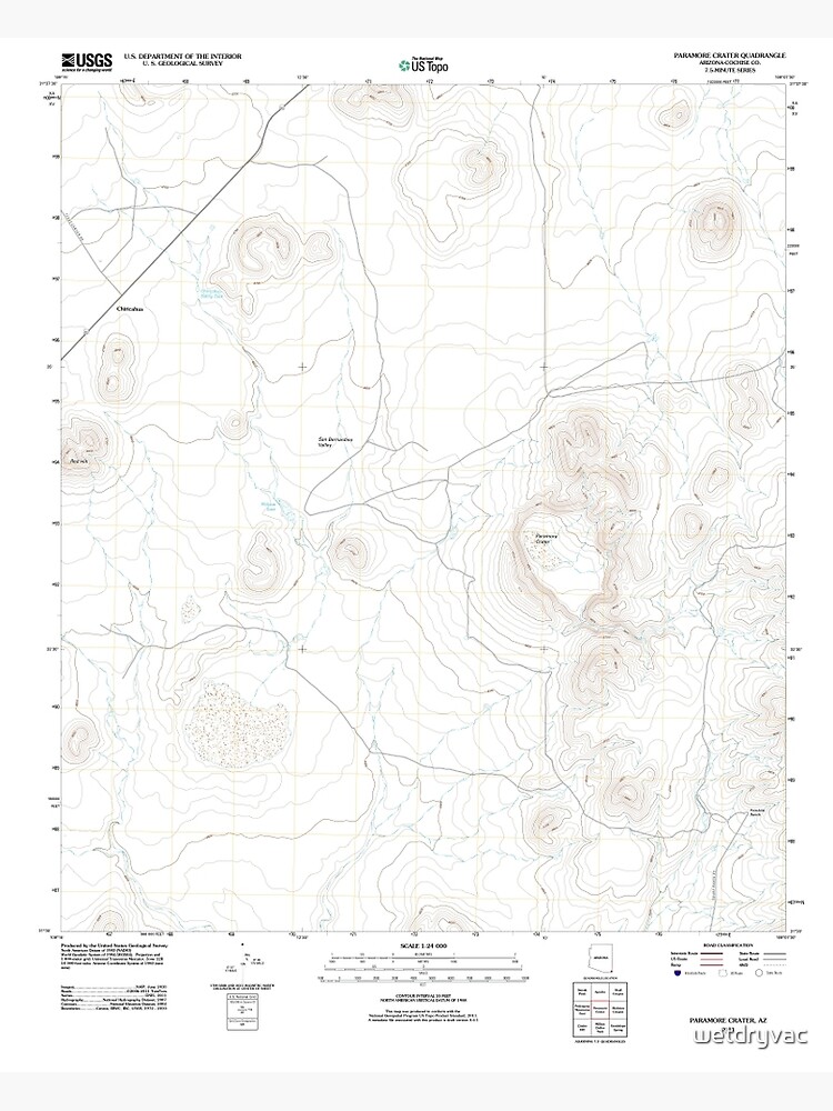 Thumbnail 3 of 3, Poster, USGS TOPO Map Arizona AZ Paramore Crater 20111026 TM designed and sold by wetdryvac.