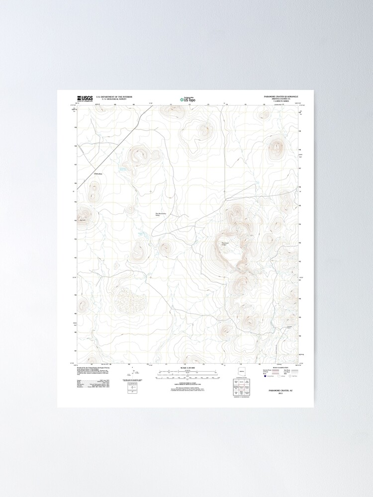Thumbnail 2 of 3, Poster, USGS TOPO Map Arizona AZ Paramore Crater 20111026 TM designed and sold by wetdryvac.