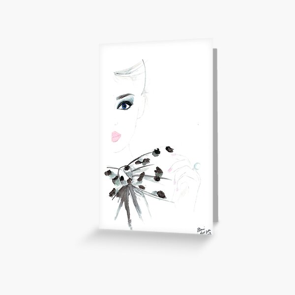 Watercolour & Ink Fashion Illustration Titled Bow Top Greeting Card