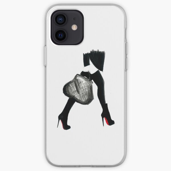 Illustration de mode aquarelle et encre intitulée J'aime Louboutin Coque souple iPhone