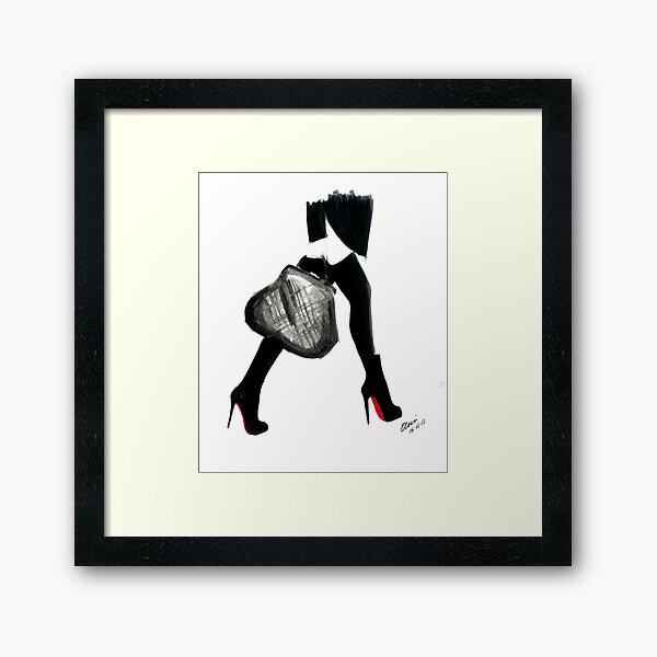 Watercolour & Ink Fashion Illustration Titled I Love Louboutin Framed Art Print