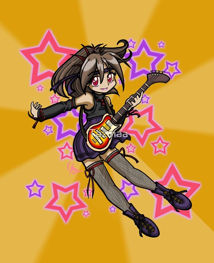 Anime, Manga Guitar Girl Energetic Rock Star For Kids