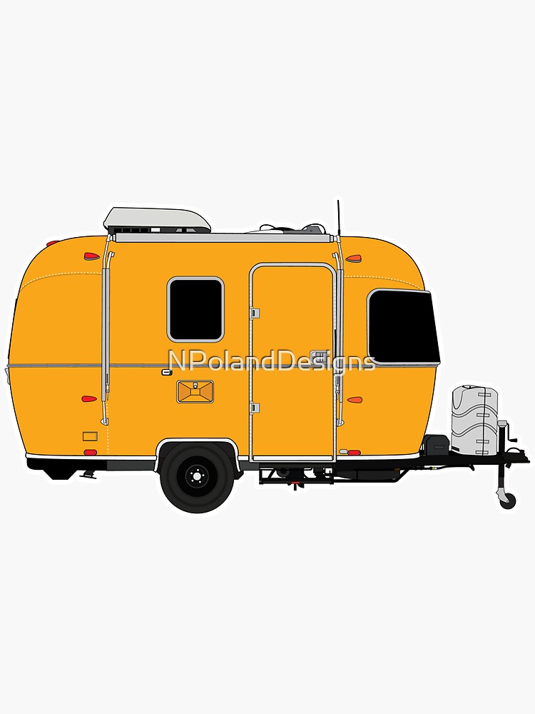 Sticker for Sale mit Orange Wohnmobil Anhänger Aufkleber von  NPolandDesigns