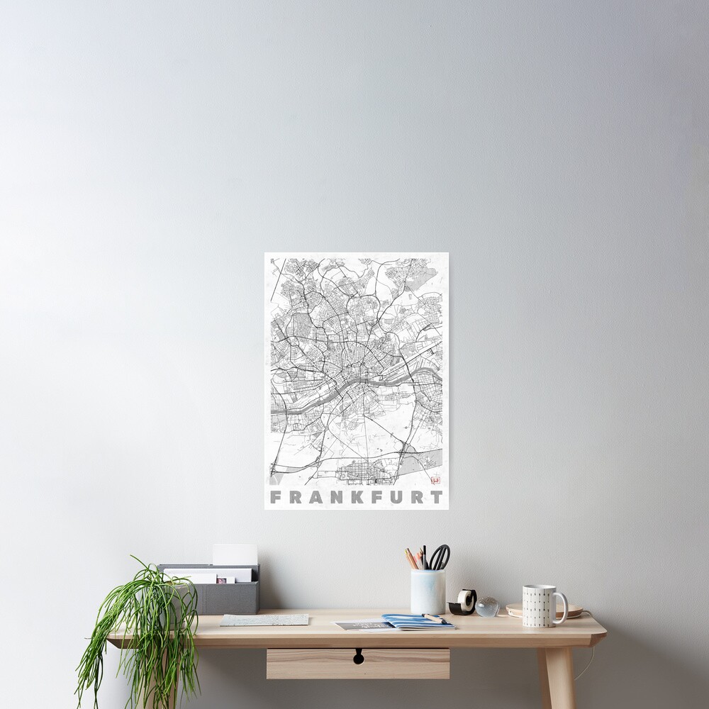 Frankfurt Map Line Poster