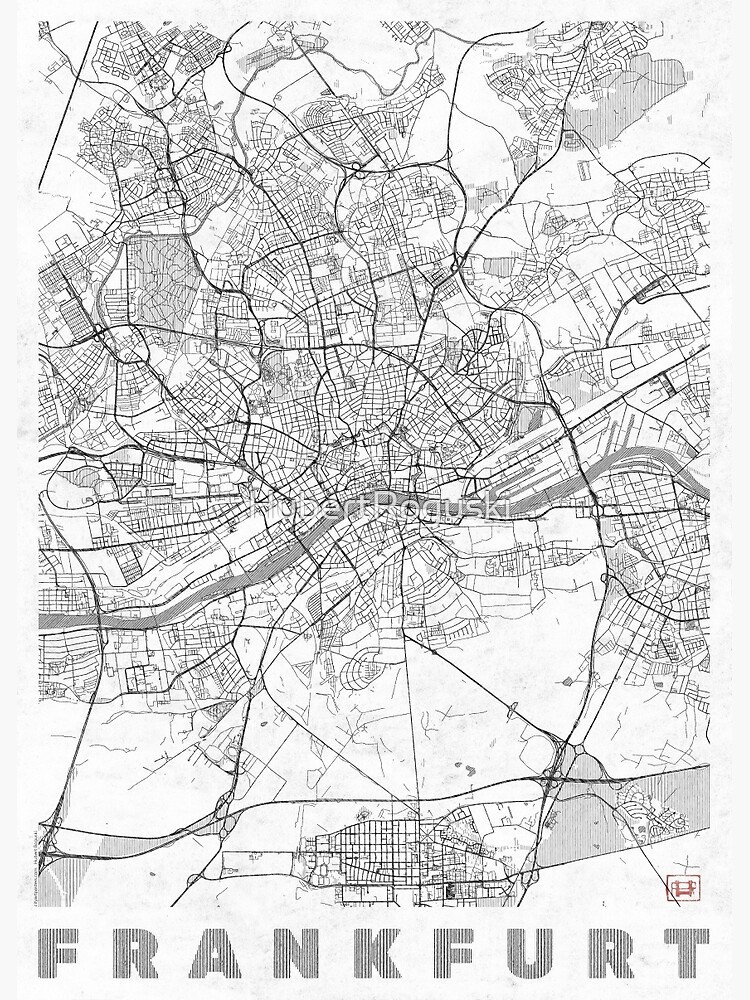 Frankfurt Map Line by HubertRoguski