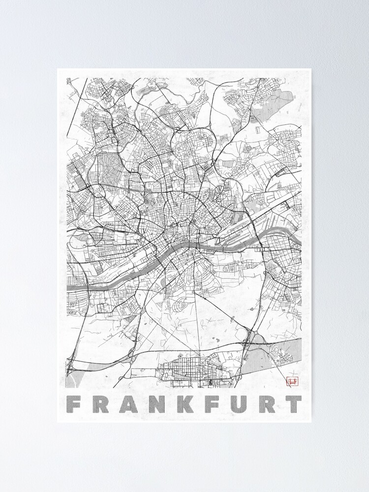 Alternate view of Frankfurt Map Line Poster