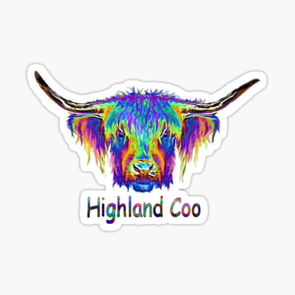 Rainbow Highland Coo Sticker