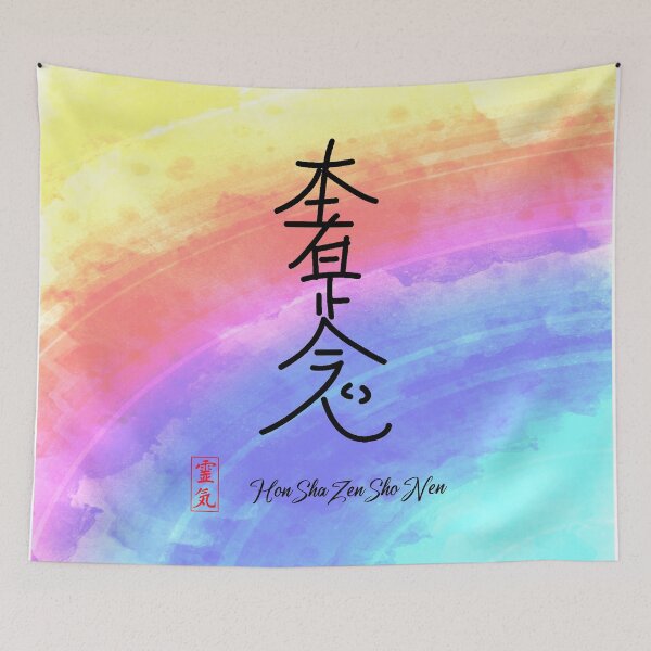 Item preview, Reiki Connection Symbol Hon Sha Zen Sho Nen colorful background designed and sold by Bluepress.
