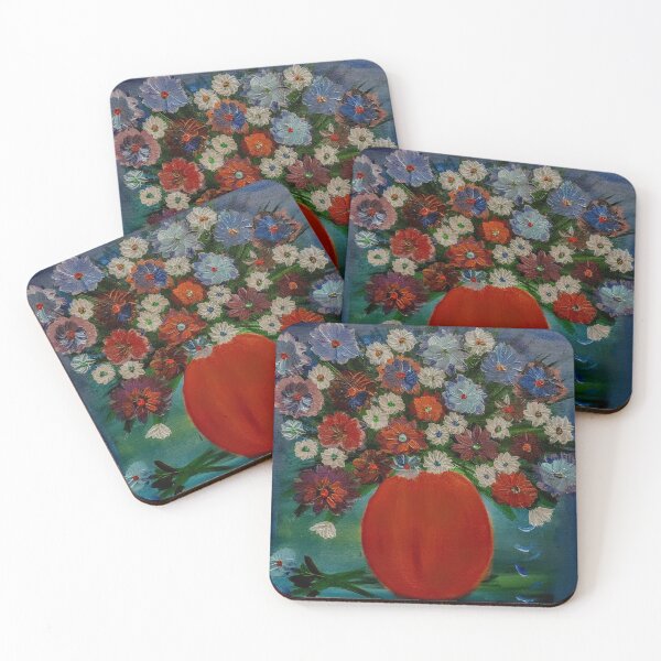 Item preview, Some lovely bright abstract mixed flowers in copper vase  designed and sold by kkartwork.