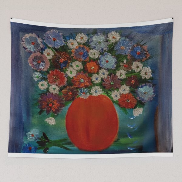 Aperçu de l'œuvre Quelques belles fleurs mélangées abstraites lumineuses dans un vase en cuivre créée et vendue par kkartwork.