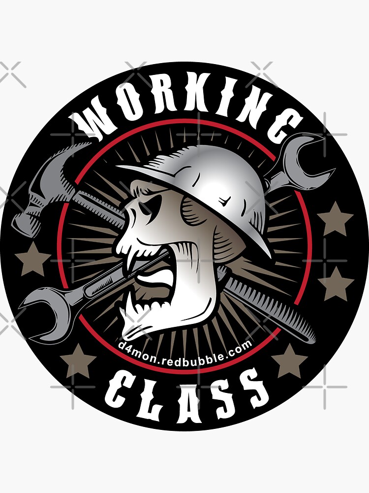 Blue Collar Working Class Skull Sticker for Sale by D4mon