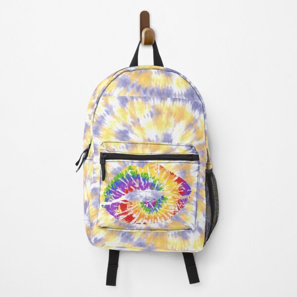 Item preview, KISS  TIE DYE Colorful yellow and blue Spiral Backpack designed and sold by TopsandHoods.