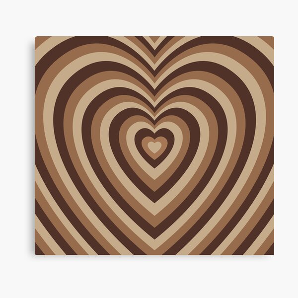 Monotone Mocha Hearts Canvas Print