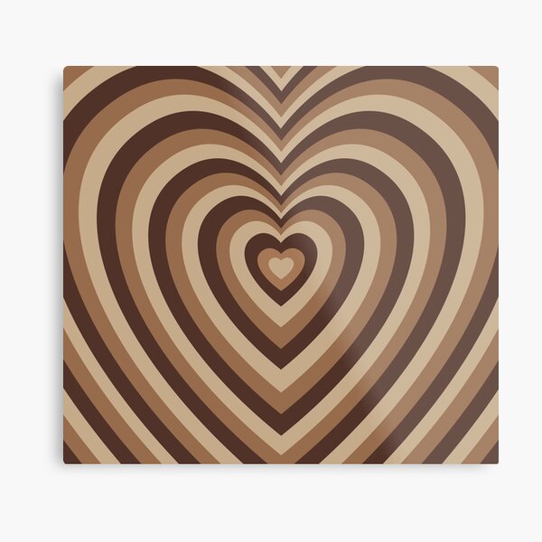 Monotone Mocha Hearts Metal Print