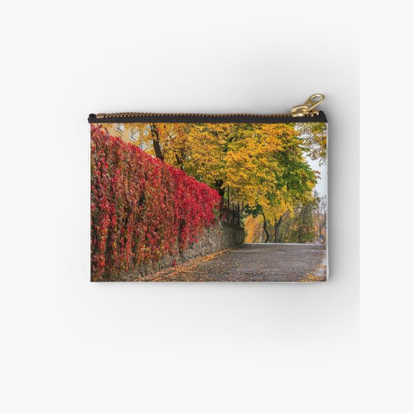 Item preview, autumn cityscape after rain, with yellowed trees and street lamps designed and sold by pellinni.