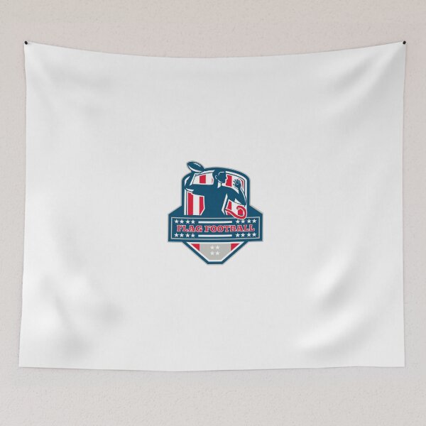 Item preview, Flag Football QB Player Passing Ball Crest Retro designed and sold by patrimonio.