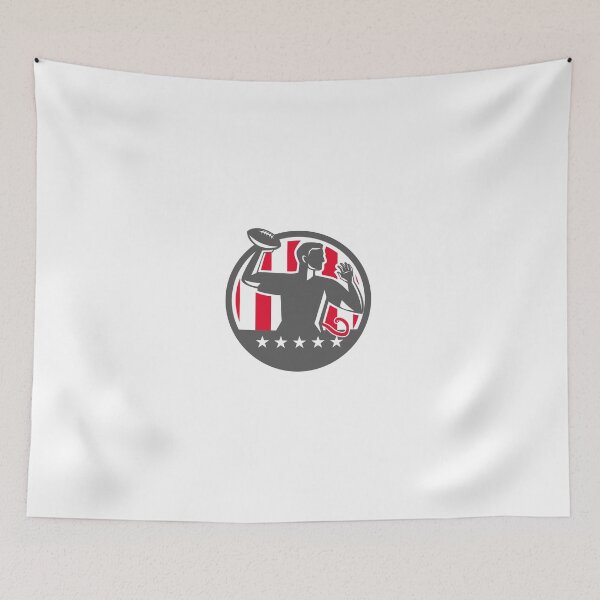 Item preview, Flag Football QB Player Passing Ball Circle Retro designed and sold by patrimonio.