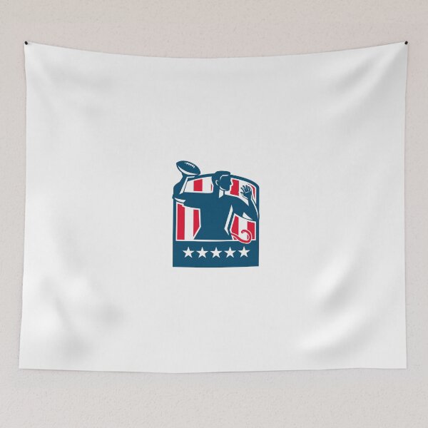 Item preview, Flag Football QB Player Passing Ball USA Flag Crest Retro designed and sold by patrimonio.