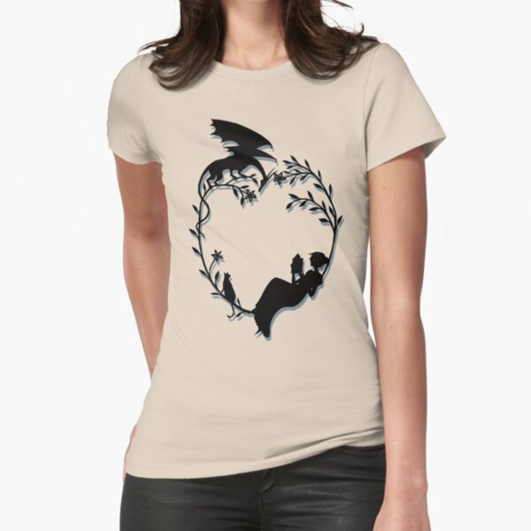 Ex Libris - Black with shadow Fitted T-Shirt