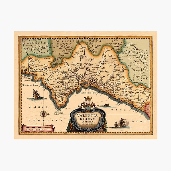Mapa de Valencia 1634 Lámina fotográfica