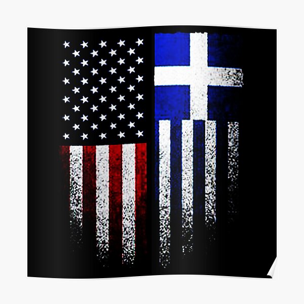 Greek American Flag Poster