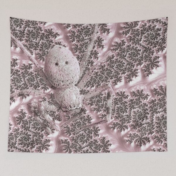 Item preview, Huntsman Spider & Mandelbrot Set Fractal Art Web in Baby Pink  designed and sold by Karen McFarland.