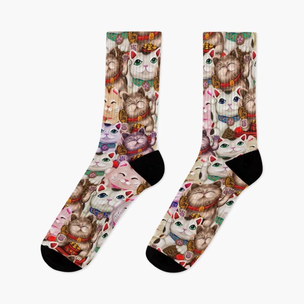 Item preview, Maneki-neko cats pattern designed and sold by k9printart.