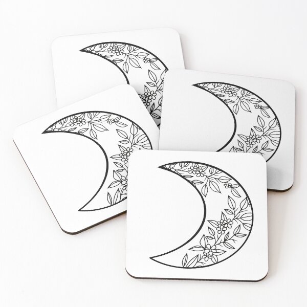 Item preview, Black Floral Crescent Moon designed and sold by meaggiemoos.