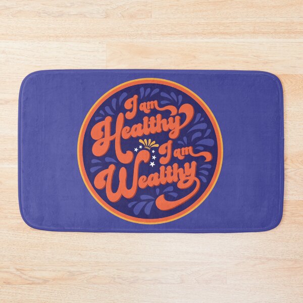 Item preview, I Am Healthy I Am Wealthy - positive affirmation in groovy retro style designed and sold by kennister1970.