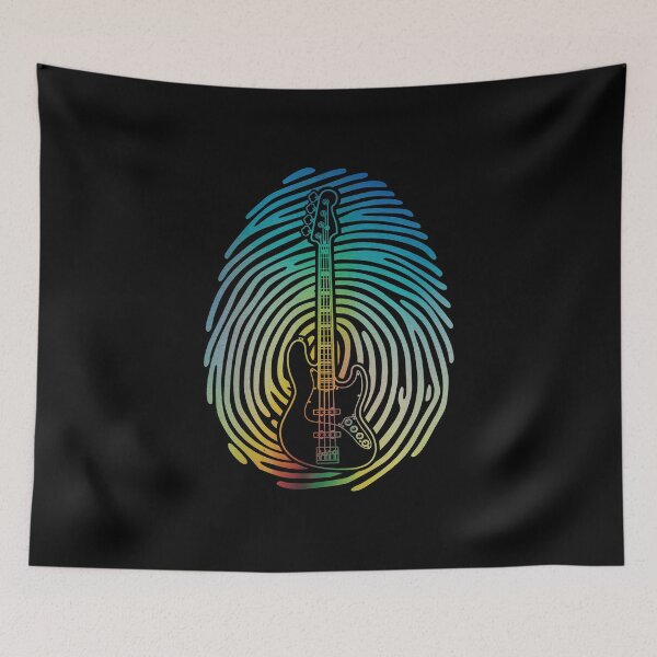Item preview, Fingerprint Bass Guitar Outline Colorful Theme designed and sold by nightsworthy.