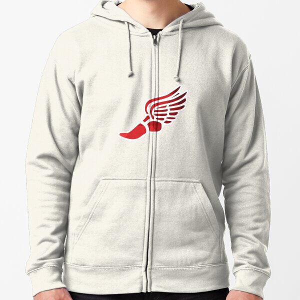 Men's Fanatics Branded Heather Charcoal Detroit Red Wings Stacked Long Sleeve Hoodie T-Shirt