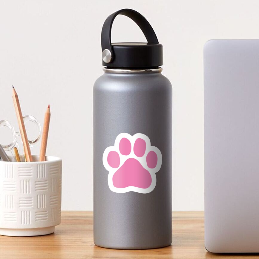 Pink Paw Print Sticker Sticker For Sale By Npolanddesigns Redbubble