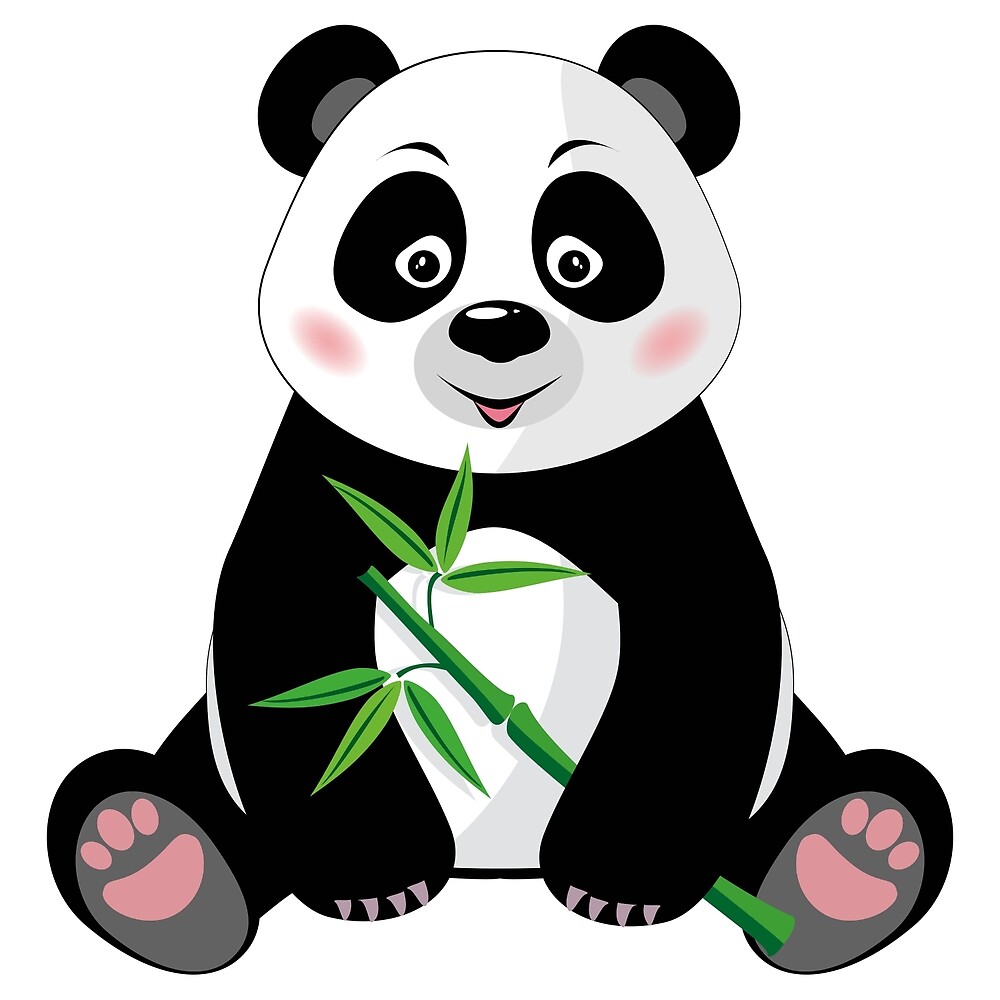 Панда с бамбуком вектор