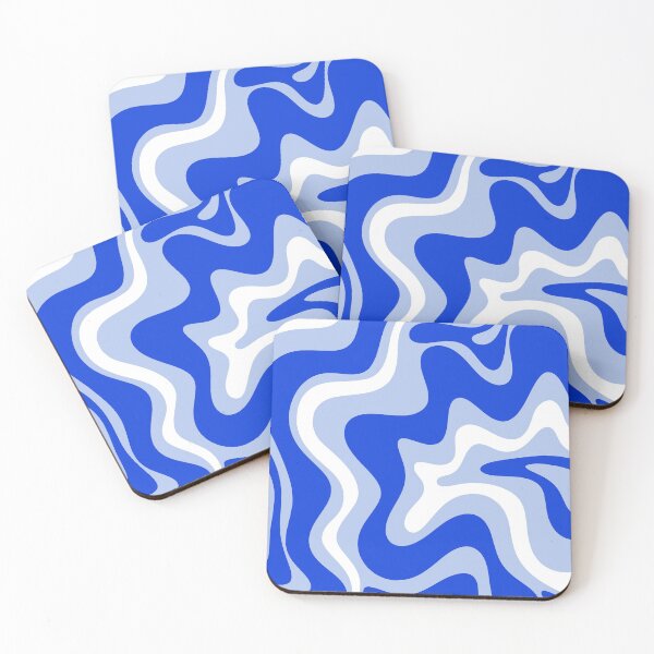 Item preview, Retro Liquid Swirl Abstract Pattern Royal Blue, Light Blue, and White designed and sold by kierkegaard.