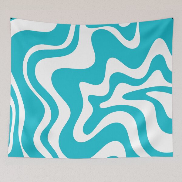 Item preview, Retro Liquid Swirl Abstract Pattern Turquoise and White designed and sold by kierkegaard.