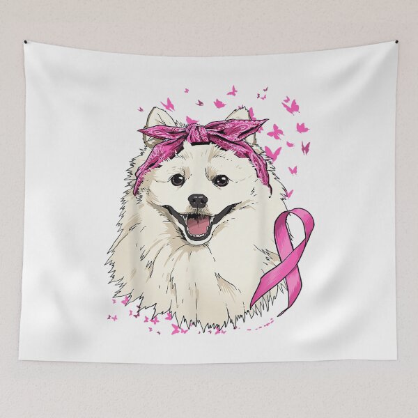 Item preview, American Eskimo Pink Ribbon Breast Cancer Awareness Survivor  designed and sold by JethroShop.
