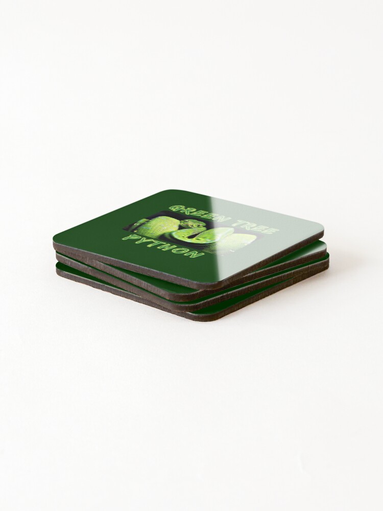 Thumbnail 4 of 5, Coasters (Set of 4), Green Tree Python  designed and sold by MojaveTradePost.