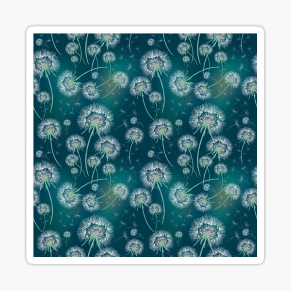Item preview, CDelicate floral dandelions teal blue green version - seamless design designed and sold by sarahedgecumbe.