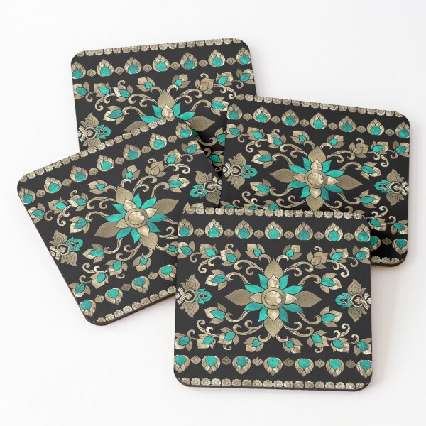 Item preview, Thai Ornament - Gold and Teal designed and sold by k9printart.