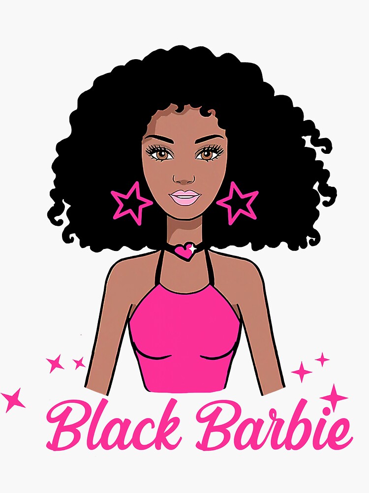 ikke noget bitter magasin Black-Barbie Melanin Girl Afro" Sticker for Sale by MallikaDragich |  Redbubble