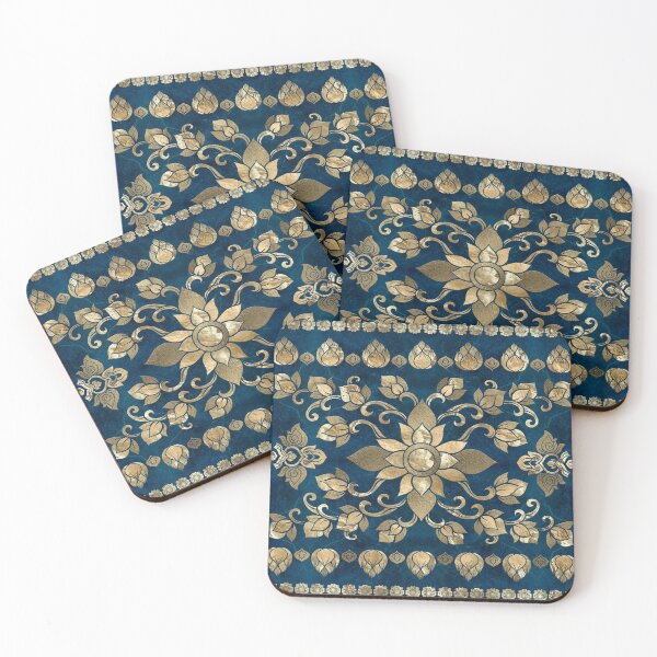 Item preview, Thai Ornament - Gold and Dark Blue designed and sold by k9printart.
