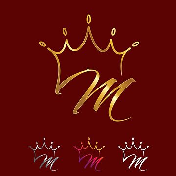 Golden Monogram Crown Initial Letter M Sticker for Sale by taherismail