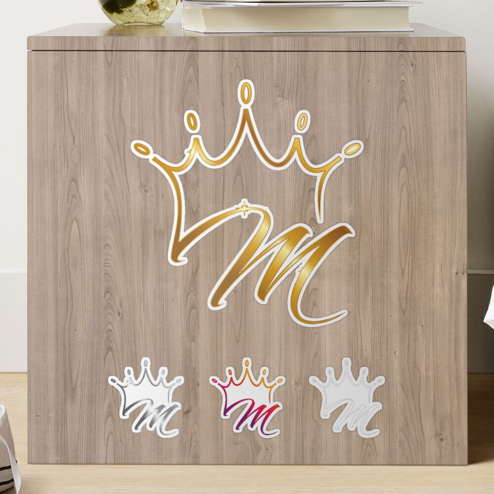 Golden Monogram Crown Initial Letter M Sticker for Sale by taherismail